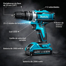 Taladro Atornillador de Impacto Inalámbrico Makita® 40V con 2 Baterías, Maletín y 24 Accesorios